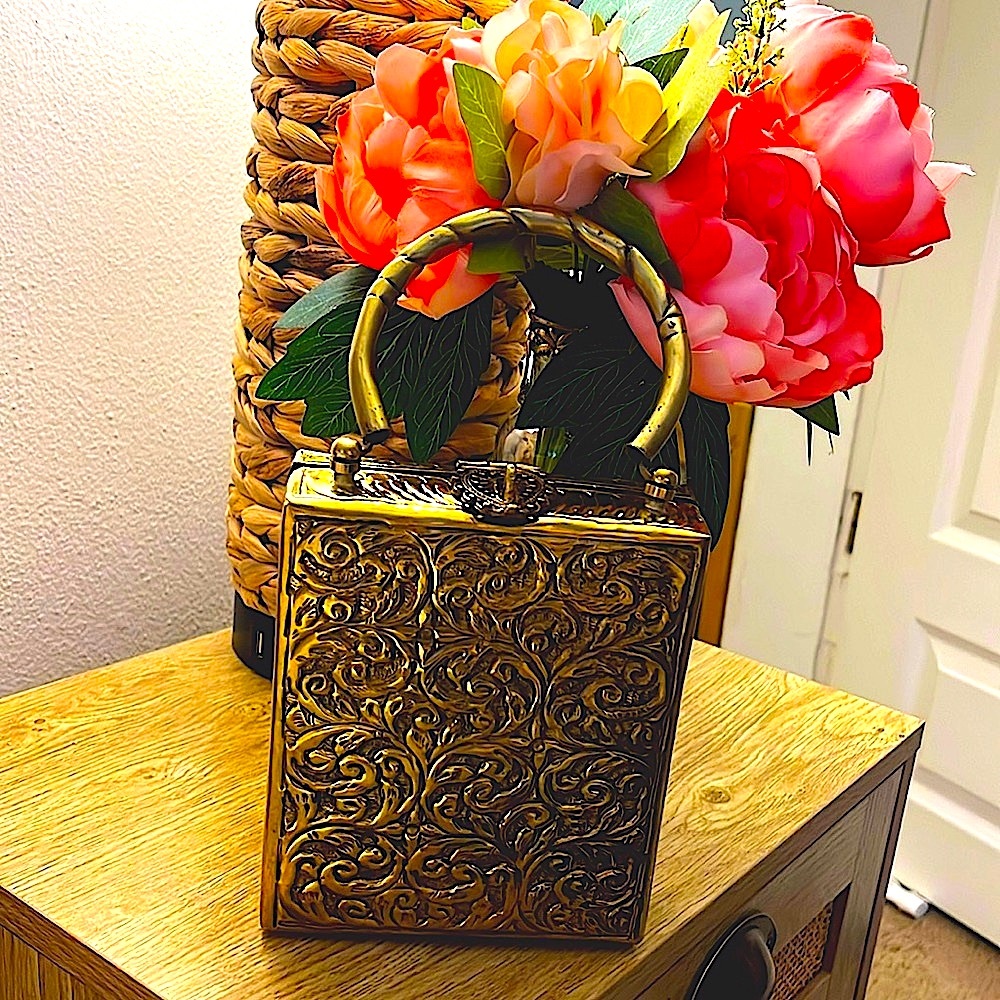 Vintage-Inspired Mini Box Bag in Antique Gold